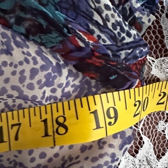 Anthropologie Maeve Annabella Tiered Boho Maxi Dress Puff Sleeve V-Neck Size 10 - Picture 12 of 16